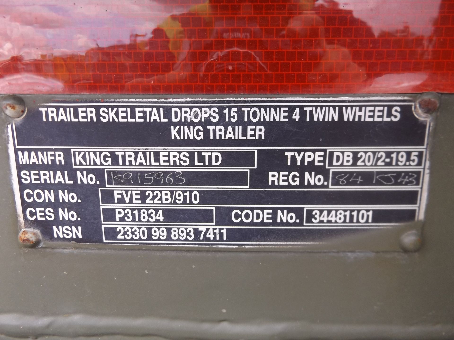 King DB 2 Axle 15 Tonne Skeletal drops/skip/container Trailer - Image 6 of 10