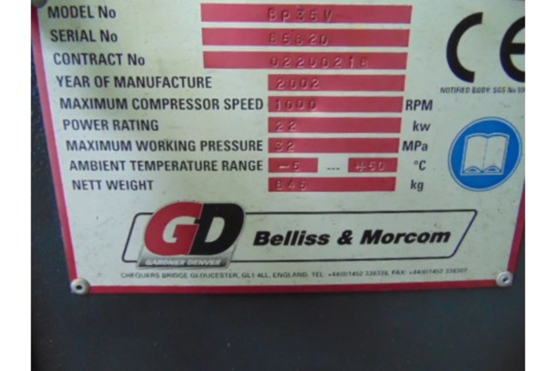 Belliss and Morcom BP35V High Pressure Breathing Air Compressor Unit - Bild 9 aus 11