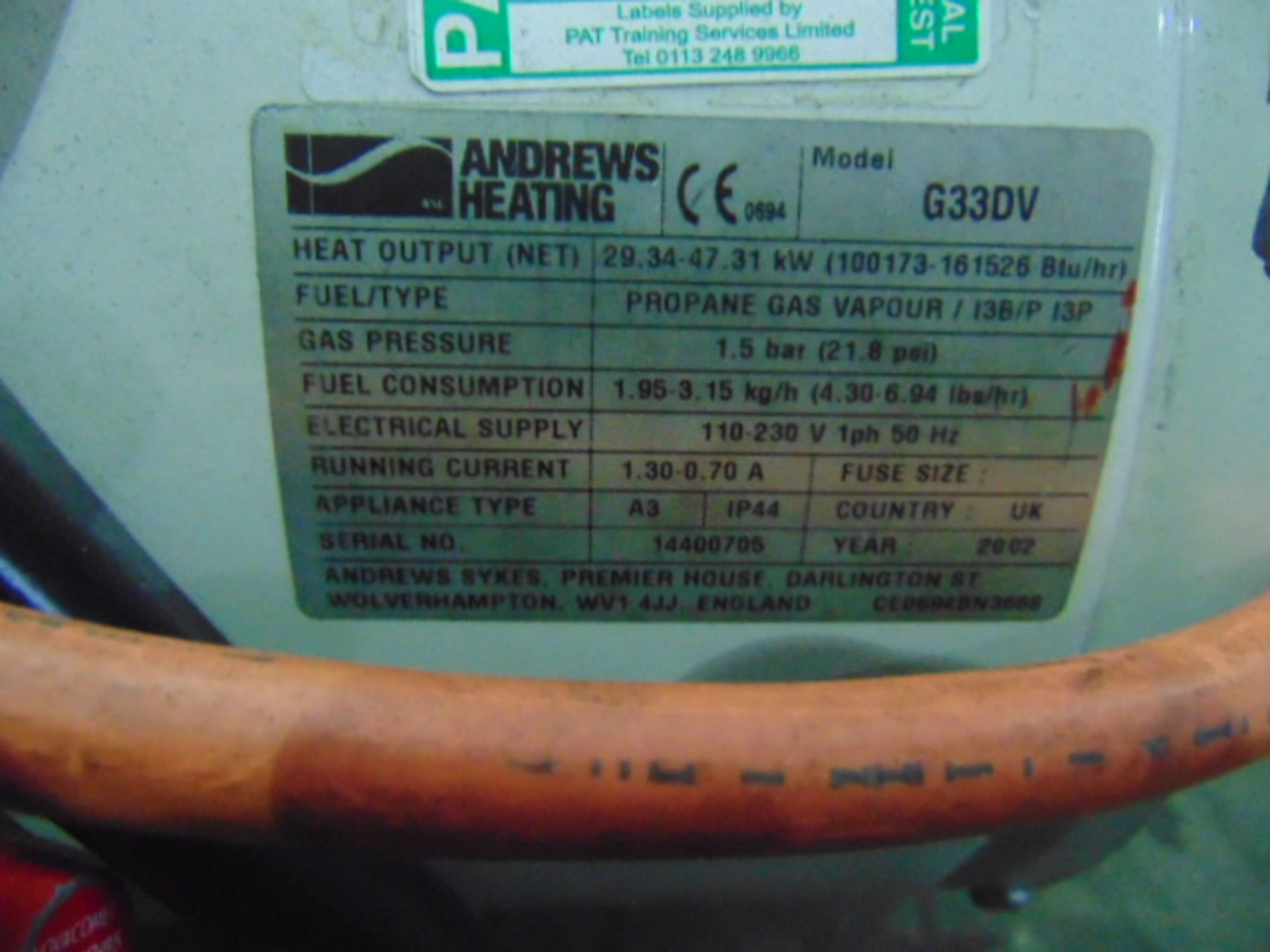 Andrews G33DV Propane Heater - Image 5 of 5