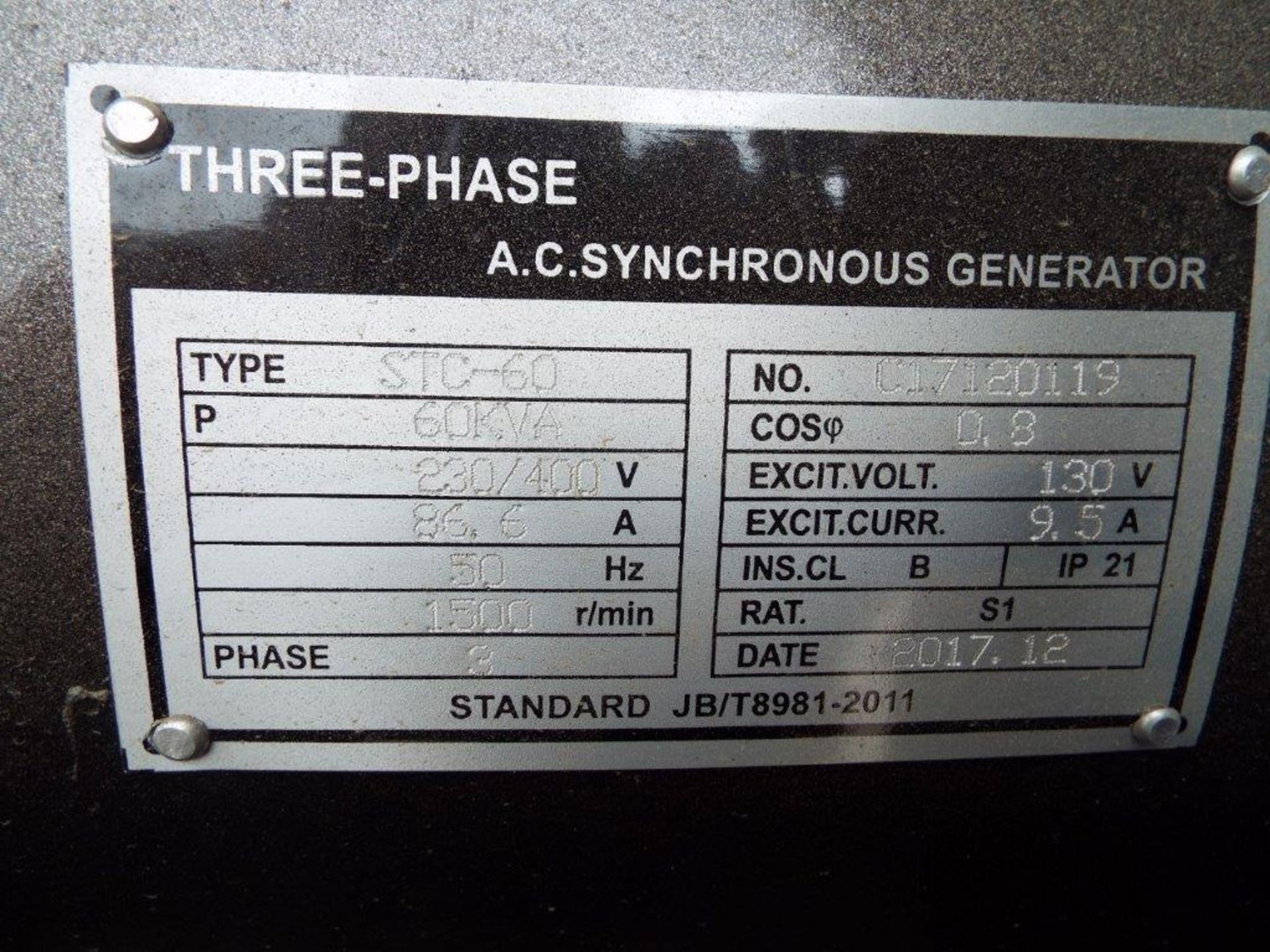 UNISSUED WITH TEST HOURS ONLY 60 KVA 3 Phase Silent Diesel Generator Set - Image 15 of 19