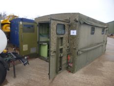 Demountable workshop, fully insulated, c/w Harrison M300 lathe, benches, electrics, charger, etc.