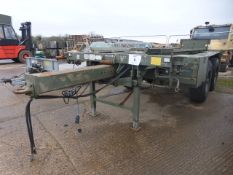 Boughton 2 axle adjustable drawbar Ro/Ro Drops/container trailer c/w twist locks. Ex-reserve.