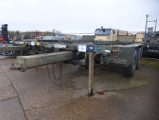 Boughton 2 axle adjustable drawbar Ro/Ro Drops/container trailer c/w twist locks.Ex-reserve.