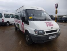 Ford Transit diesel 15 seat minibus c/w seatbelts, side door, etc.Direct fire service.