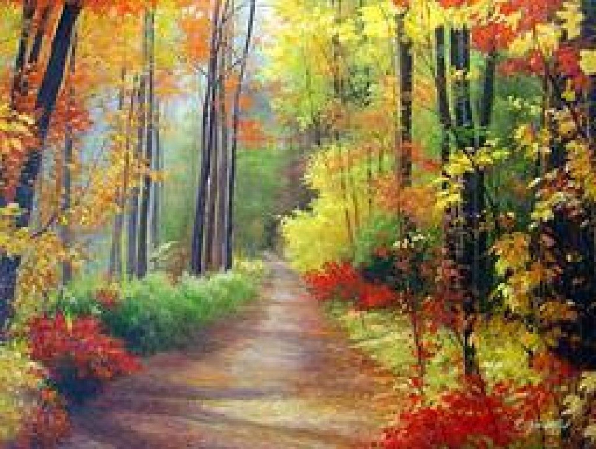 (ART) "A Stroll Among The Exquisite Fall Foliage" 30"h x 40"w (75x100cm) (LA4110-30) (59-DR682)