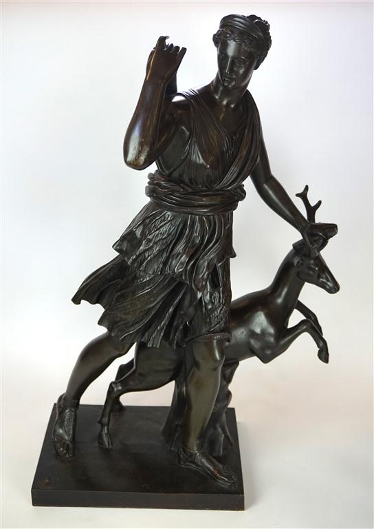 A late 19th Century French bronze figure of Diana the Huntress
After the Antique, depicting Diana