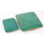 Two early 20th Century faux shagreen cigarette and match cases
Each of square sectional form,