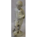 An Italian marble figure of a young boy, 19th Century
Depicting a partially clad young boy trying on