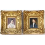 A pair of 19th Century ivory portrait miniatures, signed W. R. Walters
The first depicting a young