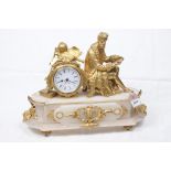 A 19th Century gilt spelter and marble mantel clock
With a later modern quartz movement, lacking
