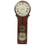 A 19th Century mahogany rosewood and brass inlaid combined drop-dial wall clock and mercurial