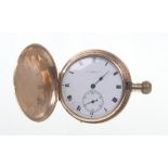 A gentleman's 9ct gold full Hunter pocket watch
The white Roman dial with outer minute track with