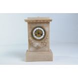 A 19th Century French Alabaster mantel clock
With a 8cm enamel dial, damaged, the two train eight