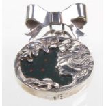 An Art Nouveau style hallmarked silver and bloodstone agate brooch
The round bloodstone plaque