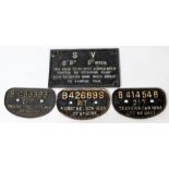 A set of four cast iron Railwayana locomotive and Railway plaques
To include B41454B Cravens C&W