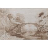 In the manner of Thomas Hearne (1744-1817) "The Roman Bridge at Machno"
Monochrome wash 13x19.