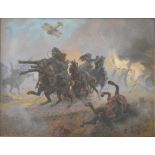 Henri-Georges-Jacques Chartier (French 1859-1924) "Battle in Flight"
Signed, oil on canvas,