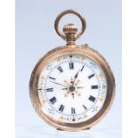 An early 20th Century continental ladies pocket watch
With a 3cm white enamel dial with a jewelled
