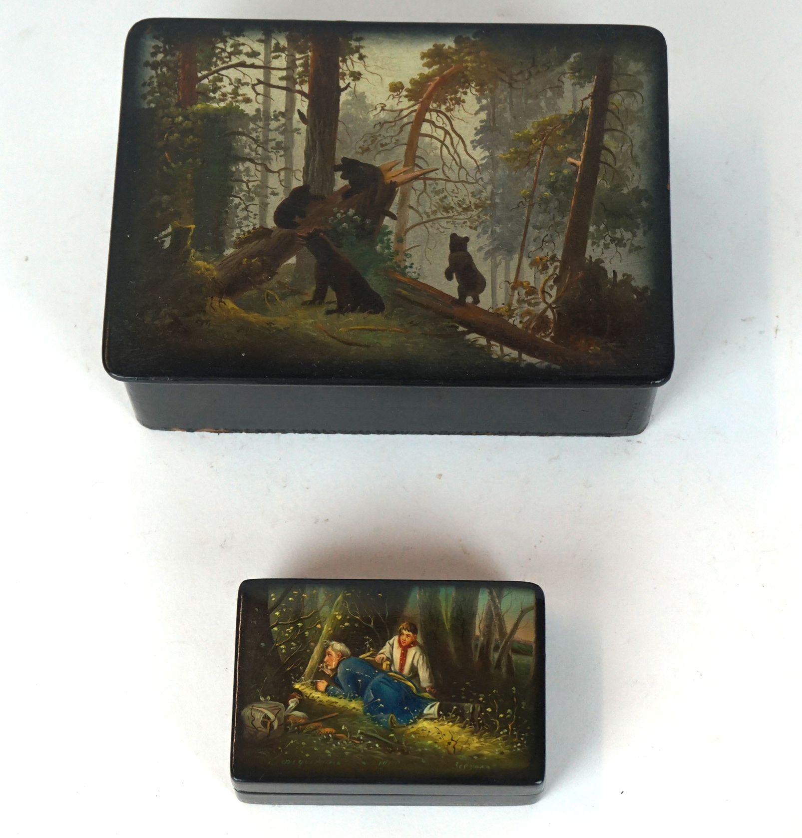 Two 20th Century Russian lacquered boxes