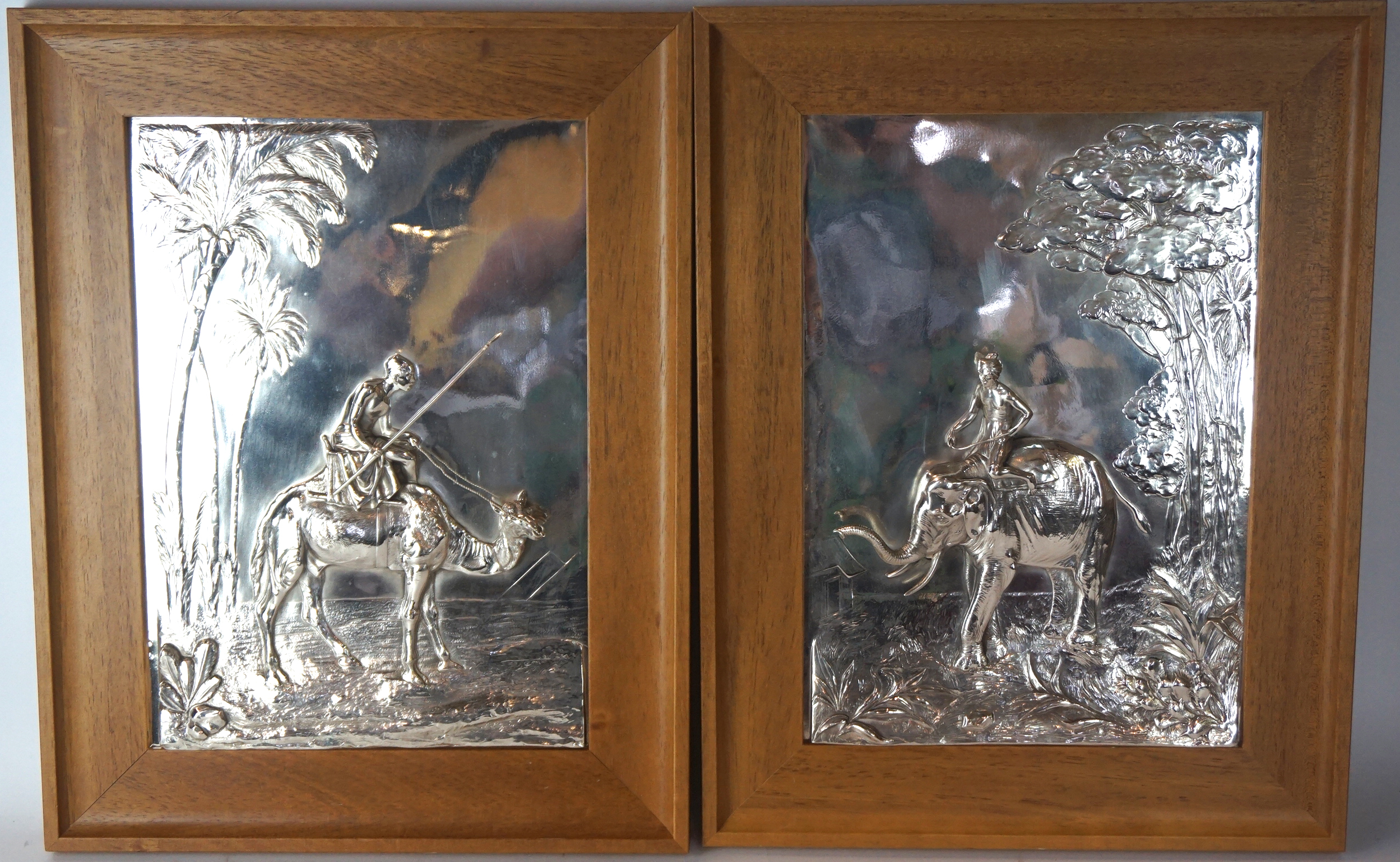 A pair of 20th Century silver-plated rec