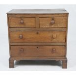 An 18th Century oak chest of drawers
The rectangular plank top with a moulded border above a plain