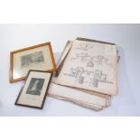 A collection of Engravings on Cotton and Spinning machinery,
Six framed engravings of mule spinning,