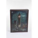 A Mother of Pearl inlaid Big Ben picture clock
20th Century with a 5cm silvered dial,