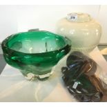 A mixed collection of items to include a Whitefriars Meadow Green Molar bowl,