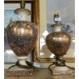 Two reproduction Saville Pottery limited contemporary standard lamps having gilt bubble decoration.