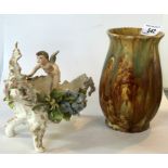 A mixed collection of ceramic items to include a Crown Ducal ware ovoid form Art Nouveau style vase,