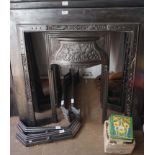 A pair of reproduction Victorian style cast iron fire surrounds with ceramic tiles.
