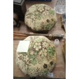 A Pair of Victorian burr walnut upholstered octagonal footstools ,