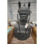 An African carved hardwood bust.