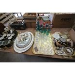 A French tea service, loose cutlery , meat plates, table glassware , decorative glass bells,