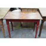 A Victorian painted pine rectangular side table.