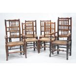A composed Harlequin set of eight 19th Century spindle back dining chairs
Comprising six almost