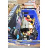 A Collection of toys and action figures, dolls, Batmobile etc.