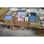 8 Boxes of miscellaneous books, antique collectors reference, aircraft, etc.