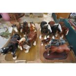 A Collection of ceramic horse figures including Royal Doulton " Spirit of freedom " ,