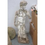 A Composition stone garden statue of a classical male nude ( a/f )