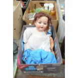 A Vintage Armand Marseille bisque head doll stamped " 992 A 9 M " and a second doll.