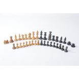 A composite Staunton type wooden chess set 
Comprising twenty-nine individual pieces,