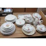 A Qty of Spode floral pattern table wares, casserole dish, teapot, miscellaneous plates, etc.