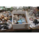 3 Trays of decorative ceramics, ornaments and figures, various lion figures,