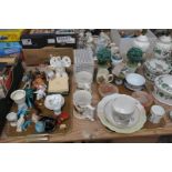 2 Trays of decorative ceramics, various ornaments including a Beswick curled fox, miniature items,