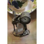 A Gilt metal hare figural timepiece,