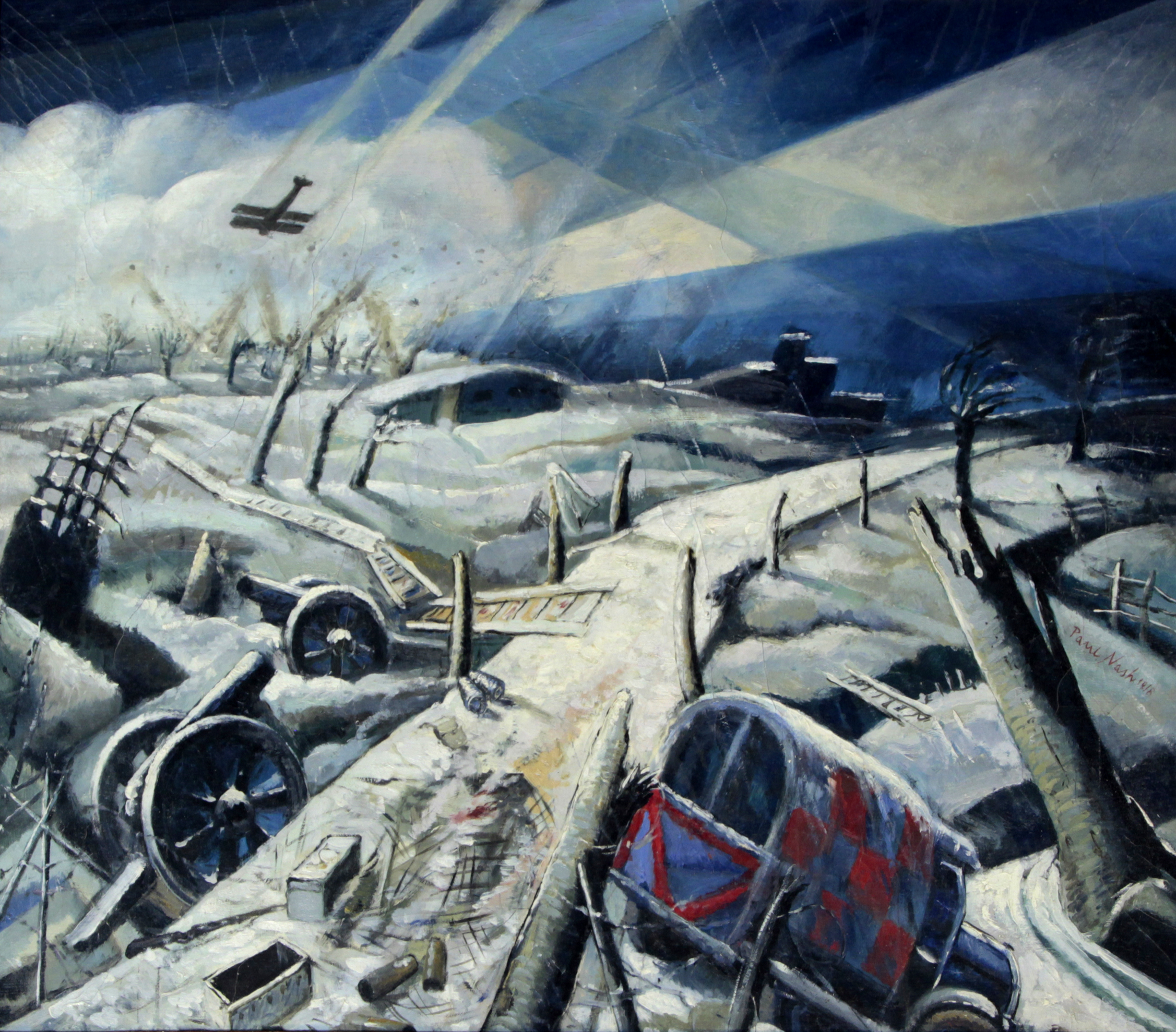 Paul Nash (British 1889-1946)- 'A Scarred Battlefield'
Oil on canvas, signed 'Paul Nash' and dated