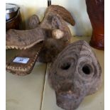 Two African Tribal Art Mambila Masks, Cameroon, length of largest example 36cm.