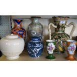 A mixed lot of assorted ceramics to include a 20th Century Iznik vase, Japanese Satsuma vase,