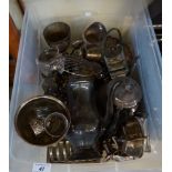 A quantity of assorted silver-plate to include coffee pot, toast rack, napkin rings etc.